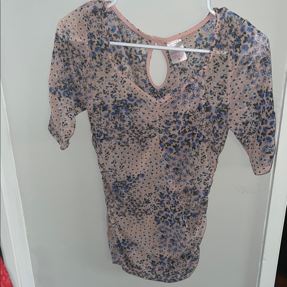 Floral Pink and Blue Women's Top